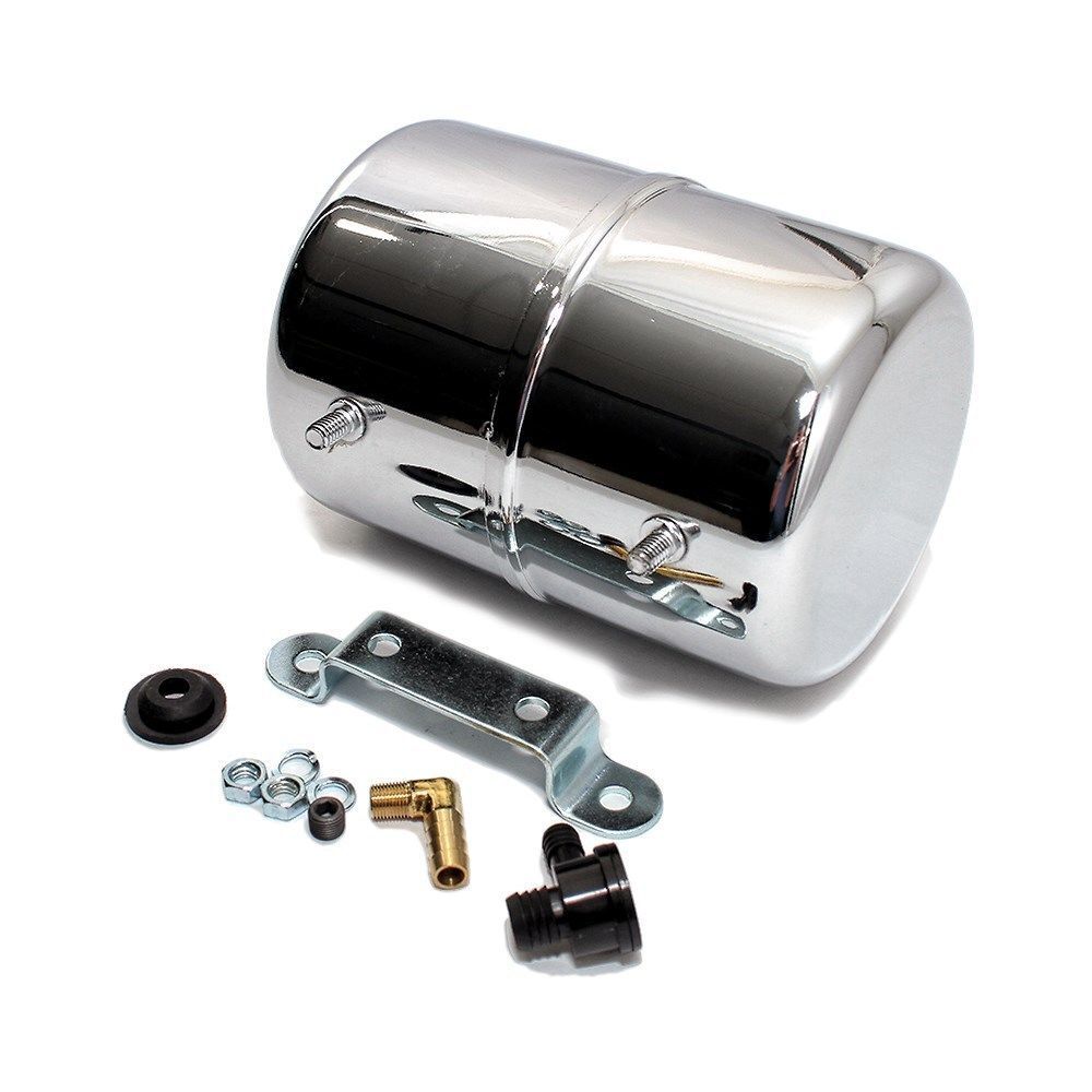 Chrome Vacuum Reservoir Brake Booster Canister with Check Valve and Hardware
