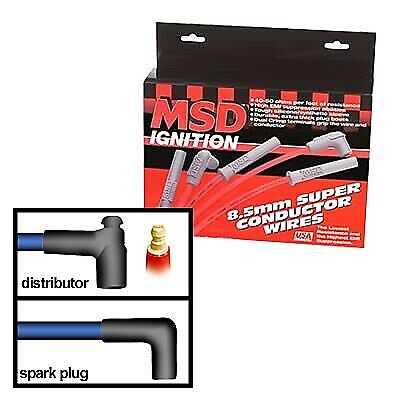 MSD Ignition 31229 Spark Plug Wires Red 8-Cylinder 90 Degree Boots For HEI Cap