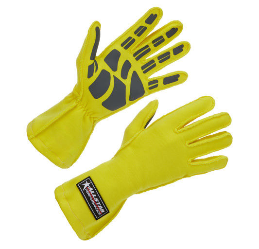 Allstar Performance Driving Gloves Non-SFI Outseam S/L SM Yellow