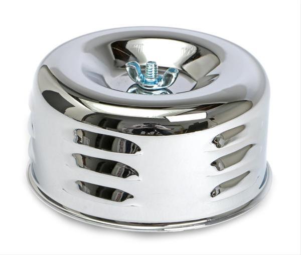 4" Chrome  Louvered Air Cleaner 1 + 2 Barrel Carbs with 2 1/16" and 2-5/8" Neck