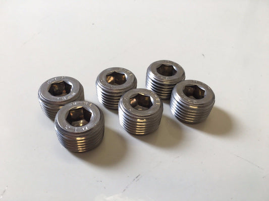 Socket Head  Stainless Steel Pipe Plugs 1/2" NPT 6 Pieces