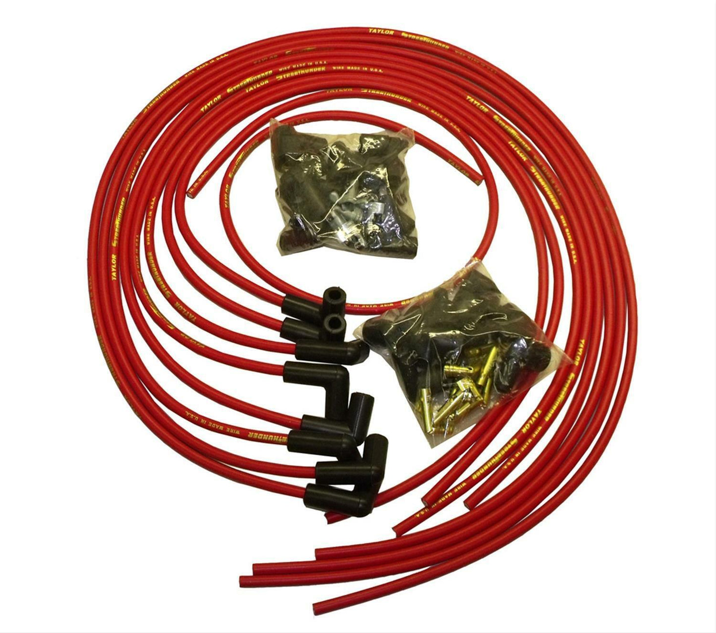 Taylor 50251 Street Thunder  Universal 8 cyl  Wire Set 90 Degree Boot Red