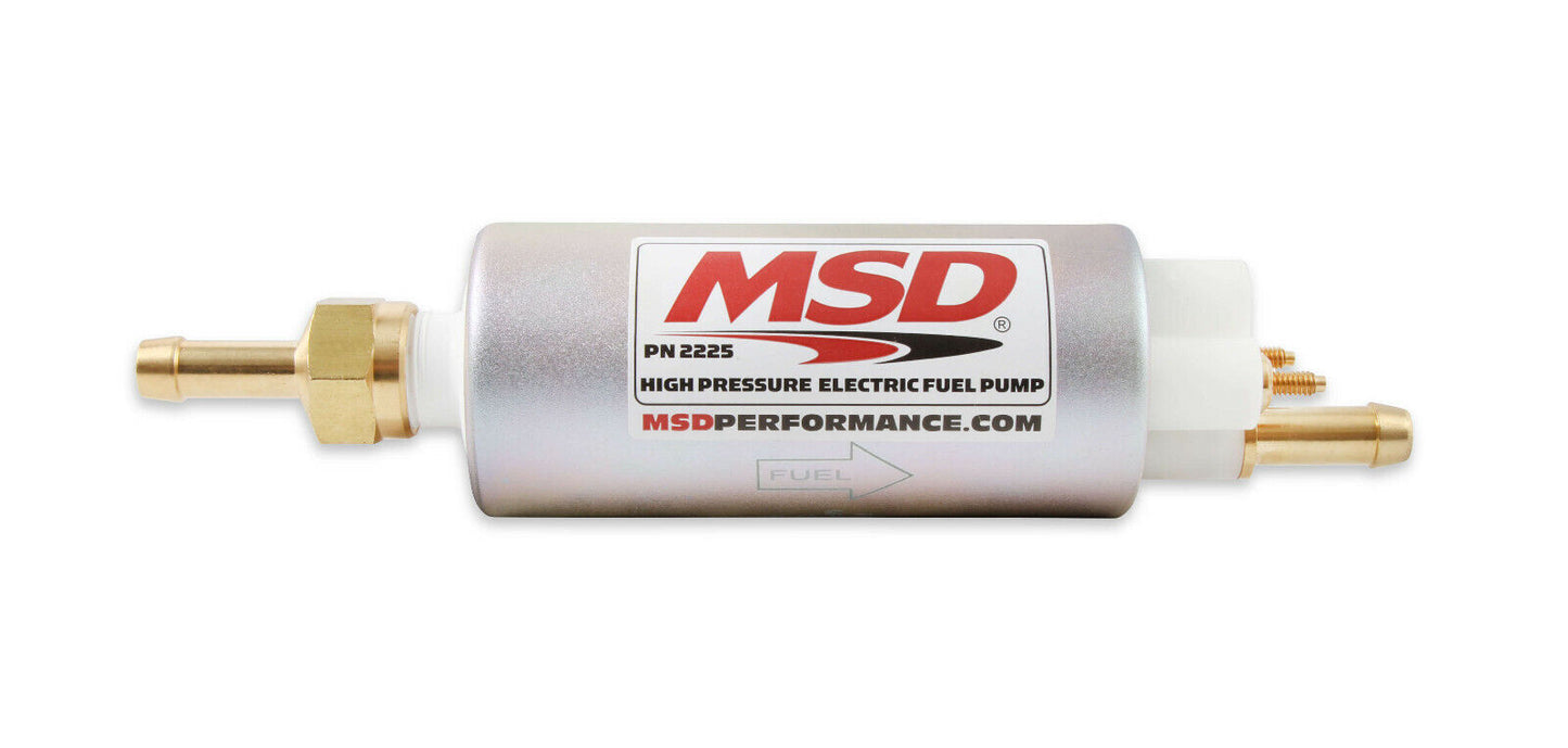 MSD 2225 High Pressure In Line Electric Fuel Pump Capable 525HP @ 48 GPH 43 PSI