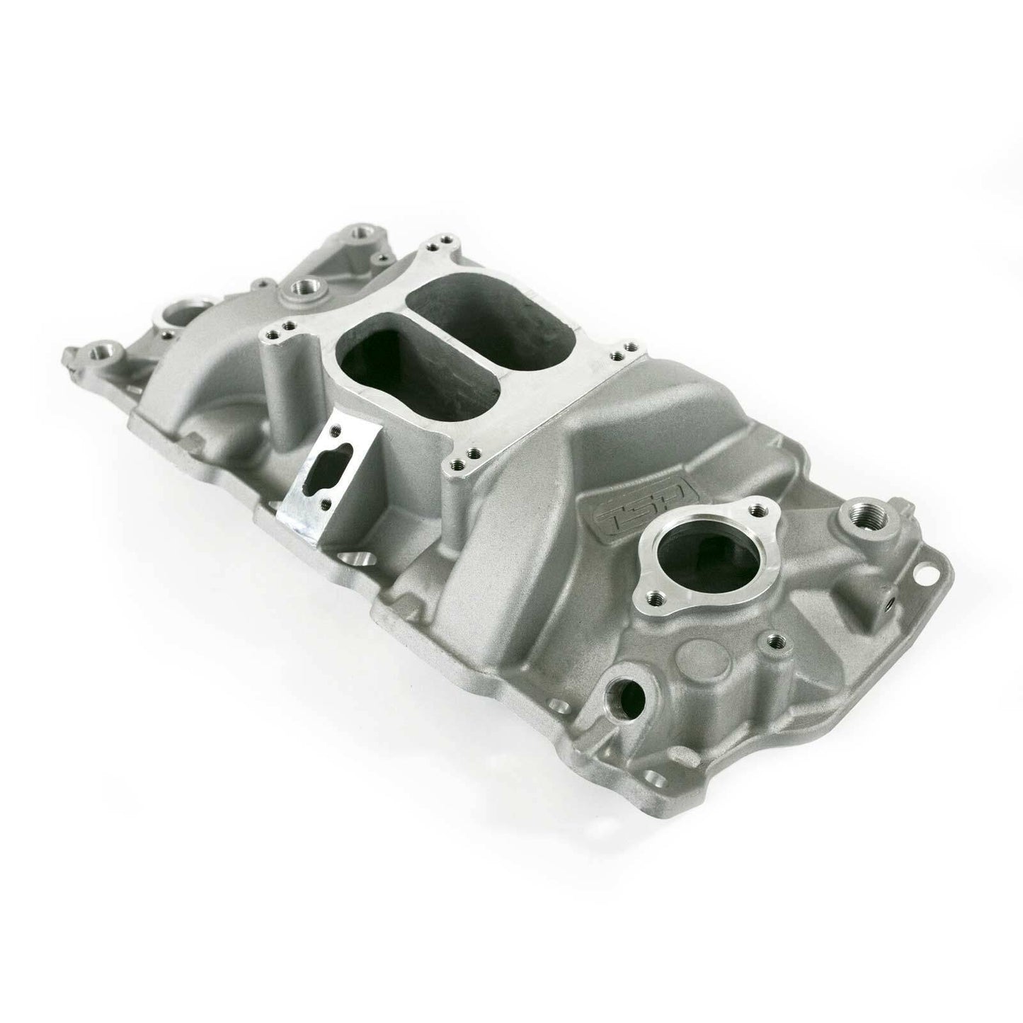 Small Block Chevy Aluminum  Dual Plane Intake Manifold  Satin Finish