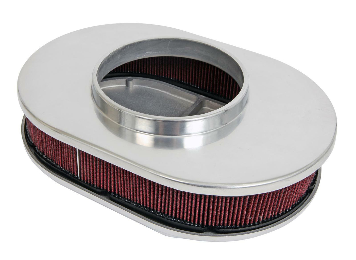 Polished 12 X 2 Oval full Finned Air Cleaner with Reuseable Filter