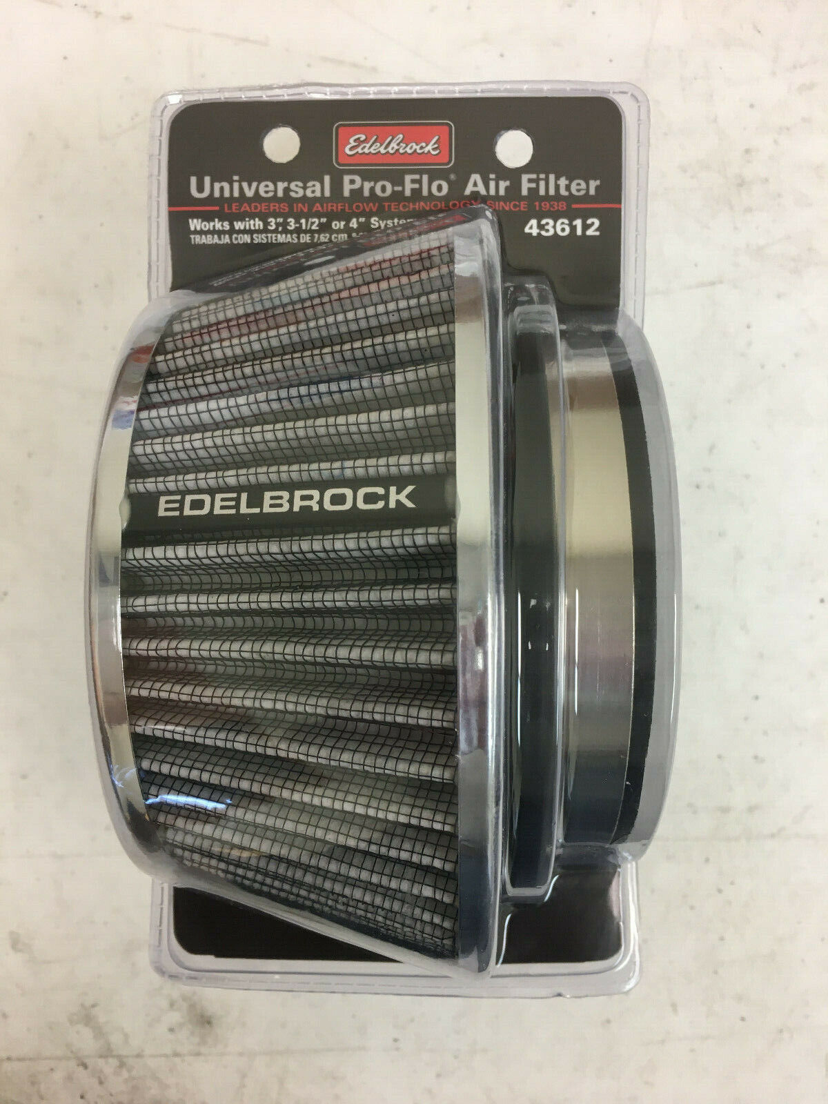 Edelbrock  43612 Pro-Flo Universal Conical Air Filter  3.7"  fits 3"  3.5"  4"