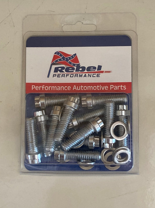 Small Block Chevy V8 Chrome 12 pt Intake Manifold Bolt  Kit 3/8"-16 x 1.125"