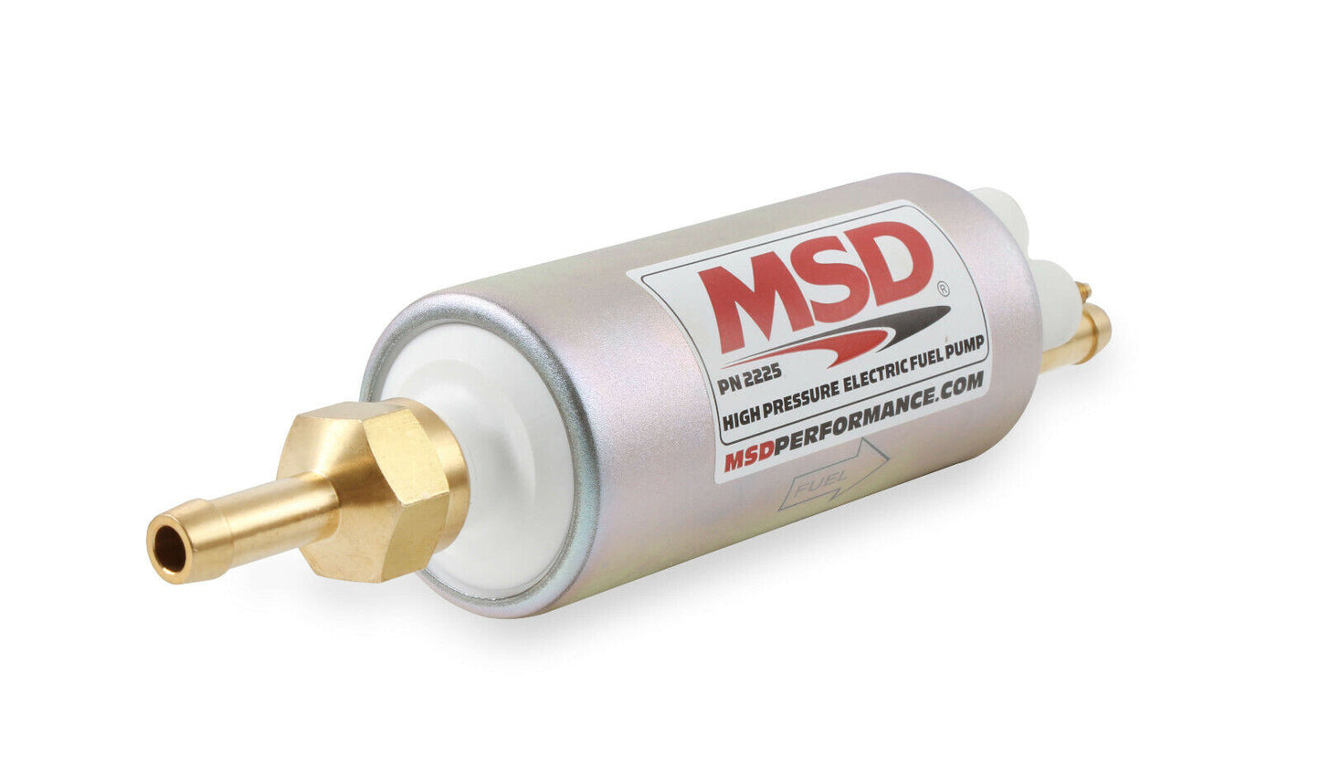 MSD 2225 High Pressure In Line Electric Fuel Pump Capable 525HP @ 48 GPH 43 PSI