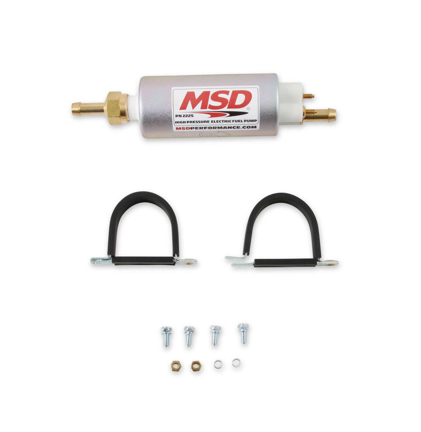 MSD 2225 High Pressure In Line Electric Fuel Pump Capable 525HP @ 48 GPH 43 PSI