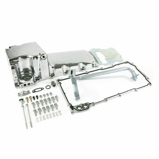 Retro-Fit GM LS Aluminum Rear Sump Oil Pan Kit  Polished Finish  LS Swap