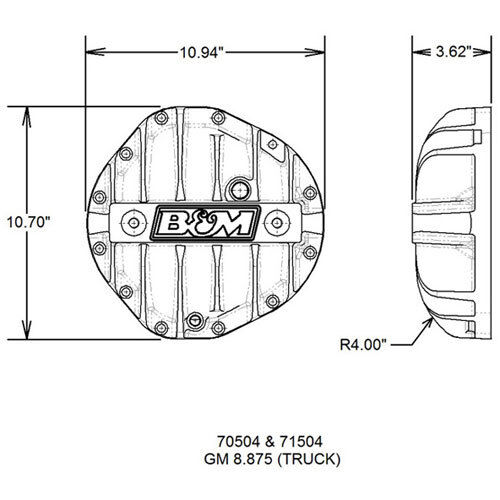 B&M 70504 Cast Finned Aluminum Differential Cover Chevy 8.875" 12 Bolt Truck